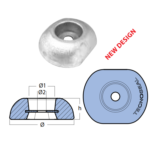 Anodo Flangia Timone Flaps con inserto da 70 mm
